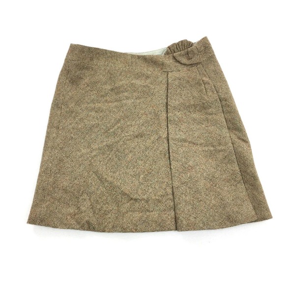 Mayle Dresses & Skirts - Maison Mayle Herringbone Wool Twill Skirt Size 10 Womens Brown Retro Luxury